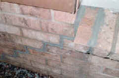Stepped crack through a brick corner