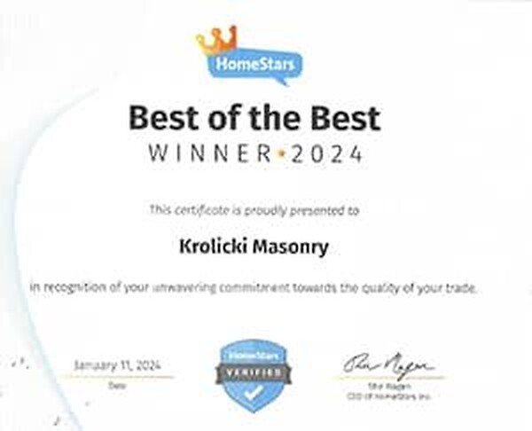 HomeStars Best of Award, Krolicki Masonry