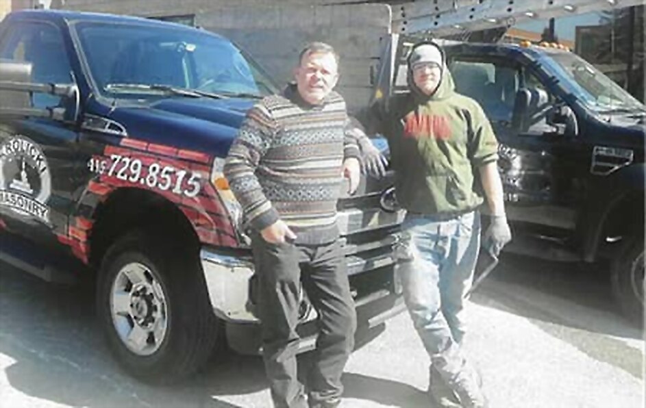 Greg Krolicki and crew with the Krolicki Masonry truck